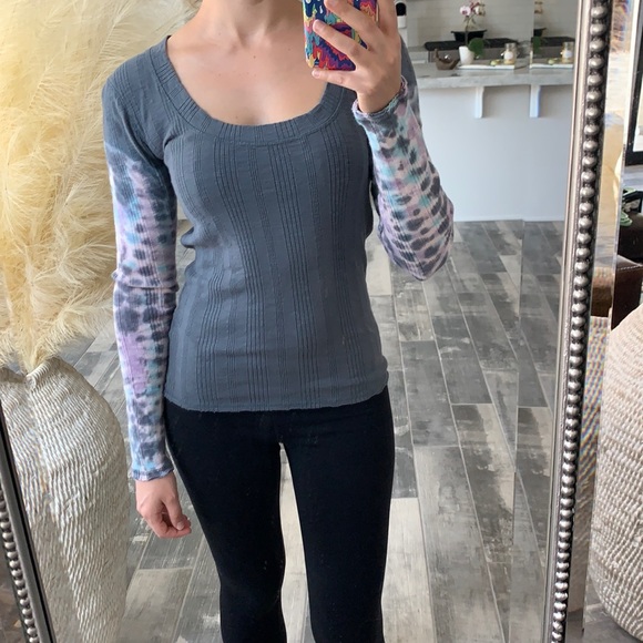 Free People Tops - Free people blue tie dye Long sleeve thermal S